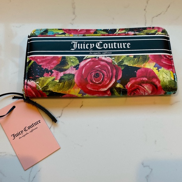 Juicy Couture Handbags - NWT Juicy Couture Rose Print Zippered Wallet